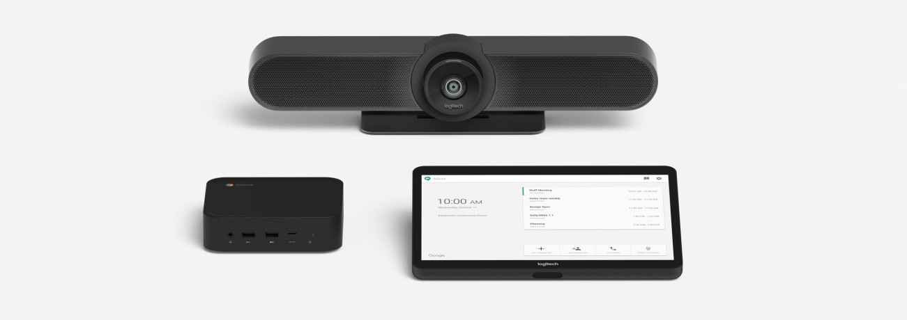 Logitech Room Kit для Zoom — готовый комплект ВКС (мини-ПК, конференц-камера Logitech, крепление для ПК, сенсорный контроллер Logitech Tap)