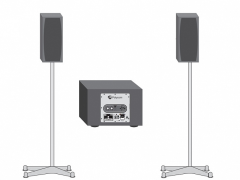 Polycom Stereo Speaker kit — акустическая система: 2 динамика 60W,  сабвуфер 150W, стойки, комплект кабелей 